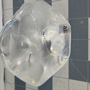 Mats Jonasson Swedish Crystal Bear Cub Sculpture Signed & Numbered